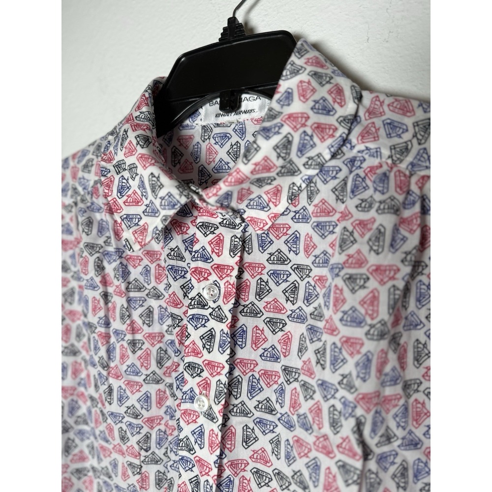Vintage Balenciaga Kuwait Airways Blouse Uniform Women`s Size 4‎ Diamond Print